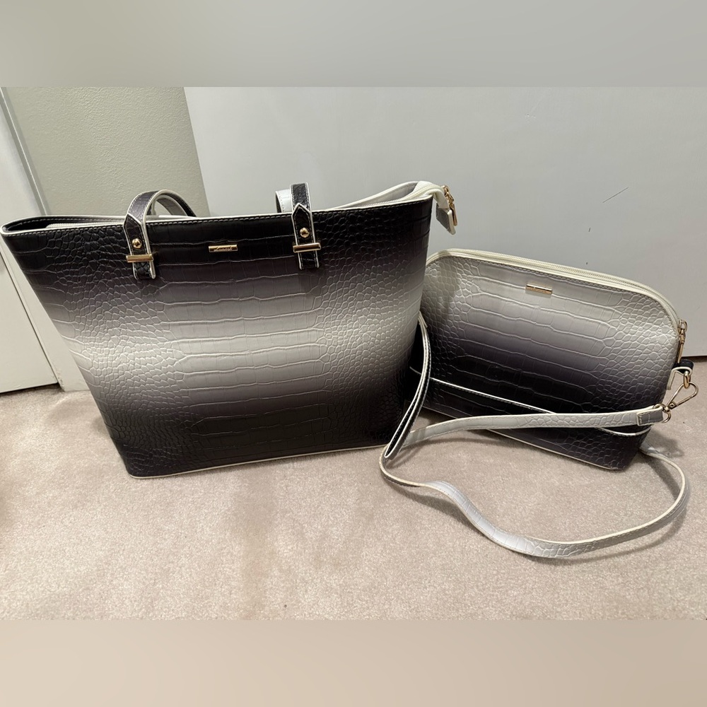 Elegant Black and Gray Satchel Set